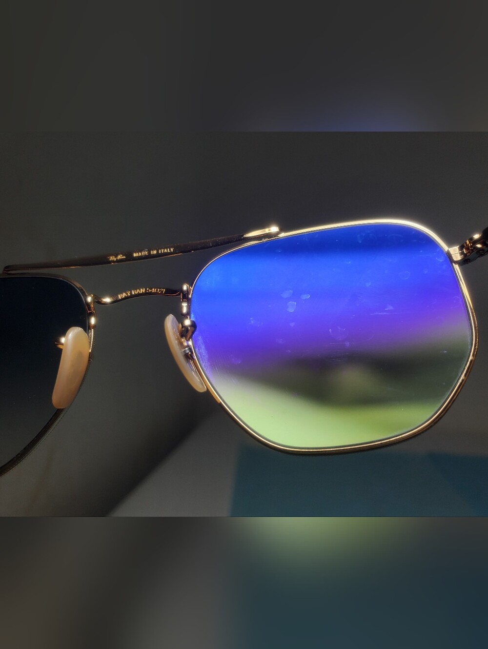 Ray-Ban The Marshal Gold Aviator Sunglasses with Blue Gradient Lenses - Picture 7 of 8
